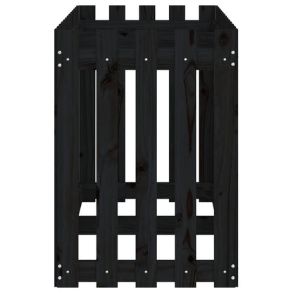 Fioriera Giardino a Recinzione Nera 150x50x70cm Massello Pino | homemem39