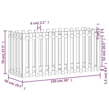 Fioriera Giardino a Recinzione Nera 150x50x70cm Massello Pino | homemem39