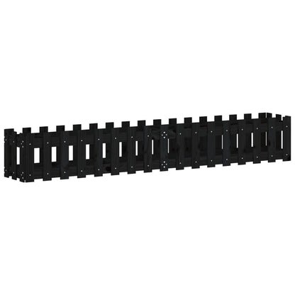Fioriera Giardino a Recinzione Nera 200x30x30cm Massello Pino - homemem39