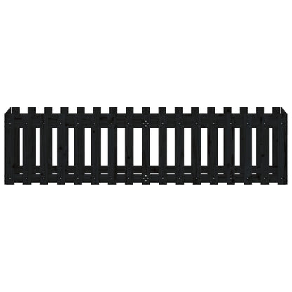 Fioriera Giardino a Recinzione Nera 200x50x50cm Massello Pino - homemem39