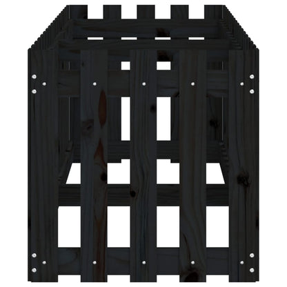 Fioriera Giardino a Recinzione Nera 200x50x50cm Massello Pino - homemem39