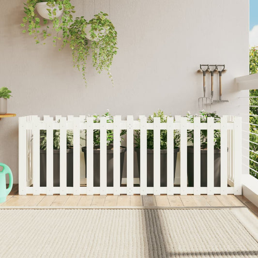 Fioriera Giardino a Recinzione Bianca 200x50x70cm Massello Pino - homemem39