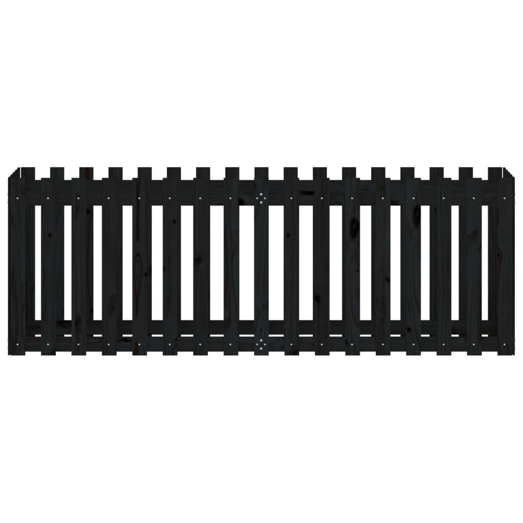 Fioriera Giardino a Recinzione Nera 200x50x70cm Massello Pino - homemem39