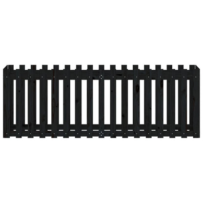 Fioriera Giardino a Recinzione Nera 200x50x70cm Massello Pino - homemem39