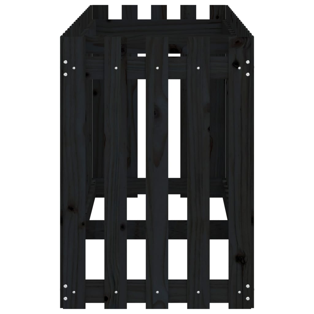 Fioriera Giardino a Recinzione Nera 200x50x70cm Massello Pino - homemem39