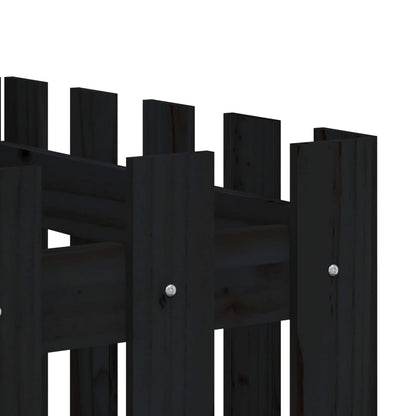 Fioriera Giardino a Recinzione Nera 200x50x70cm Massello Pino - homemem39