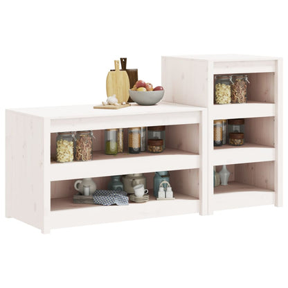 Mobili da Cucina da Esterno 2 pz Bianchi Legno Massello di Pino - homemem39