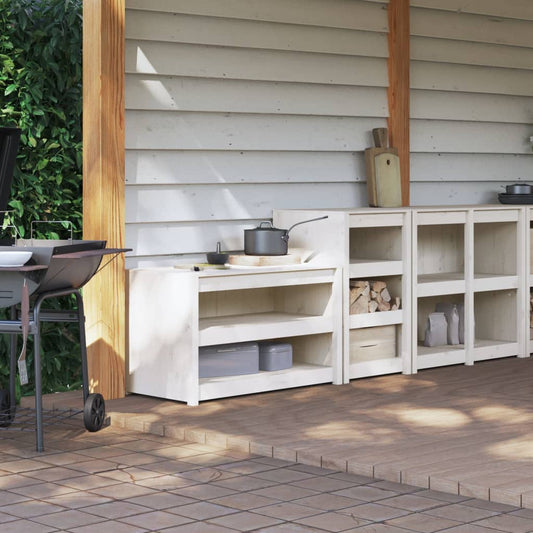 Mobili da Cucina da Esterno 2 pz Bianchi Legno Massello di Pino - homemem39