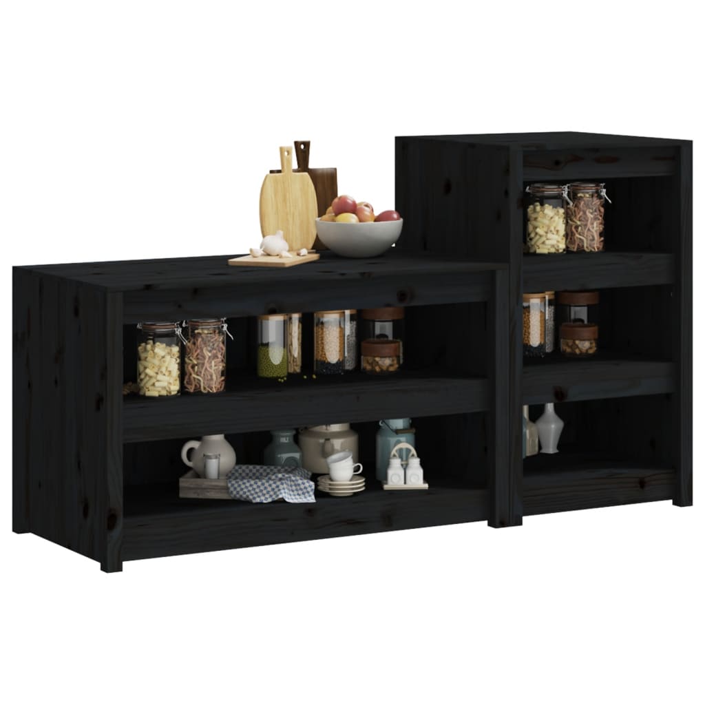 Mobili da Cucina da Esterno 2 pz Neri in Legno Massello di Pino - homemem39