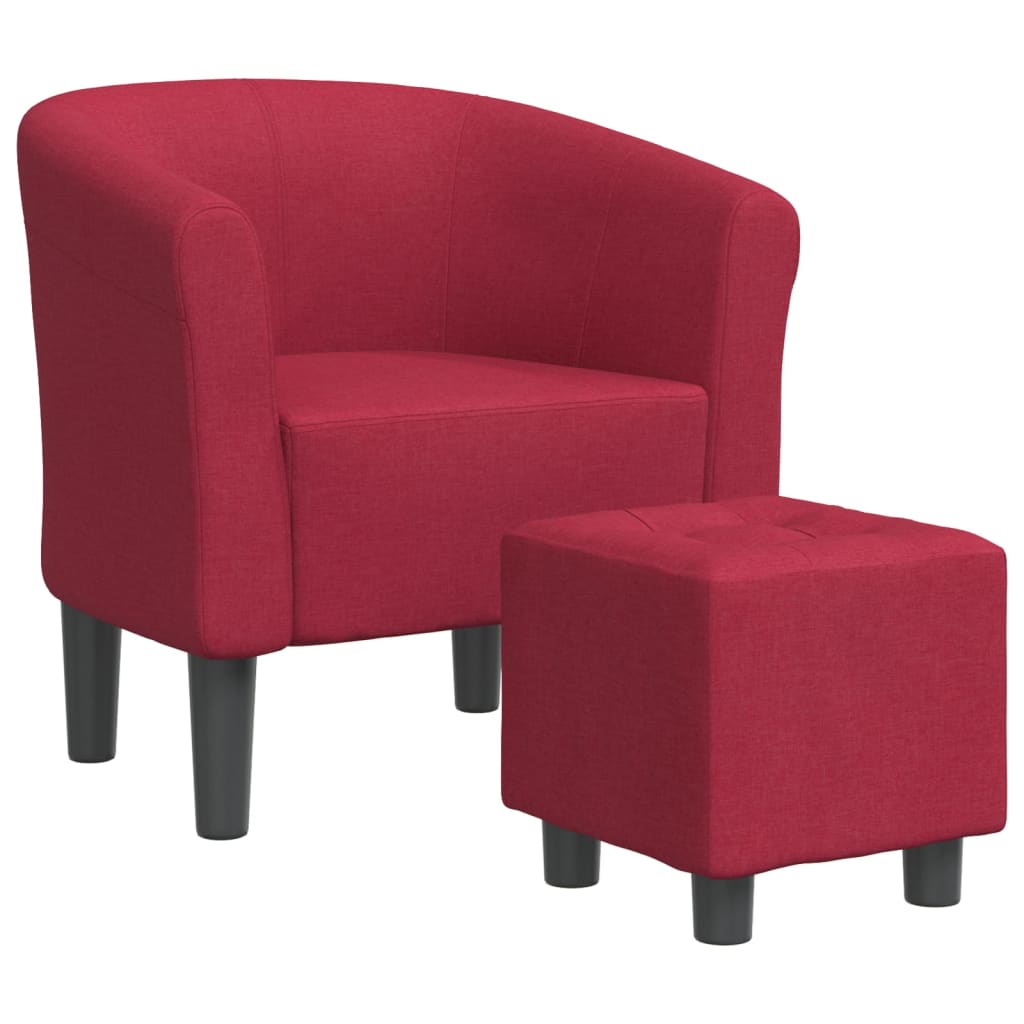 Poltrona Cabriolet con Poggiapiedi Rosso Vino in Tessuto | homemem39