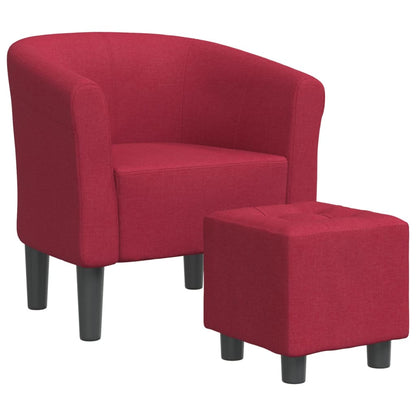 Poltrona Cabriolet con Poggiapiedi Rosso Vino in Tessuto | homemem39