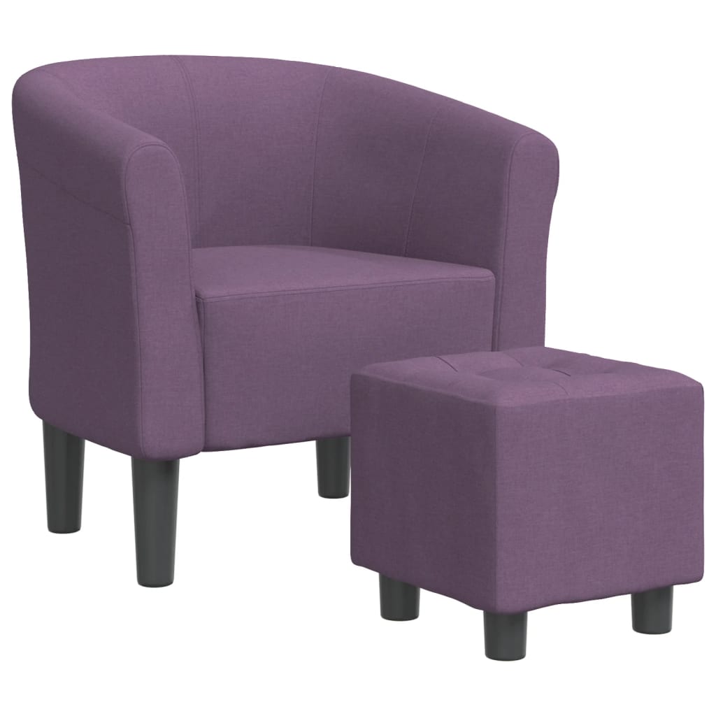 Poltrona Cabriolet con Poggiapiedi Viola in Tessuto | homemem39