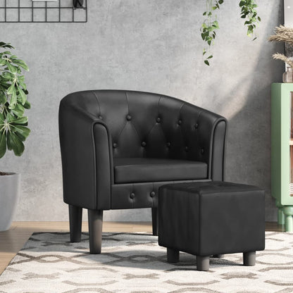 Poltrona Cabriolet e Poggiapiedi Nera Similpelle | homemem39