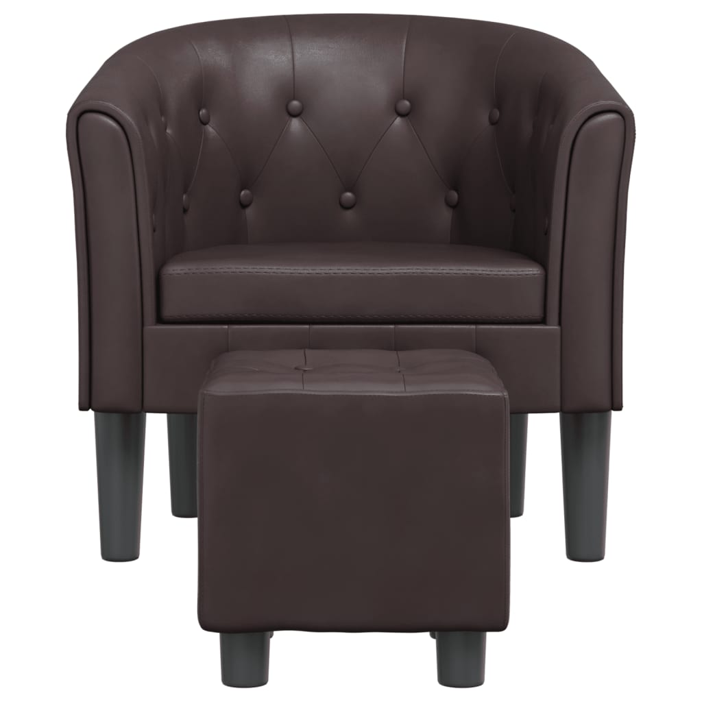 Poltrona a Pozzetto con Poggiapiedi Marrone in Similpelle | homemem39
