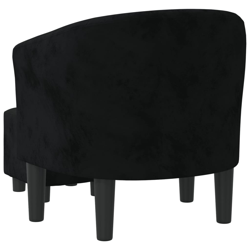 Cabriolet-Sessel mit Fußhocker aus schwarzem Samt