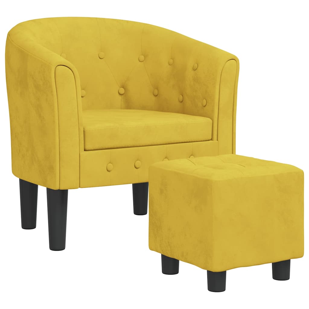 Poltrona Cabriolet con Poggiapiedi Giallo in Velluto | homemem39