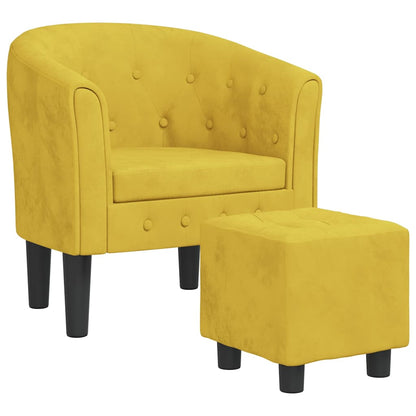 Poltrona Cabriolet con Poggiapiedi Giallo in Velluto | homemem39