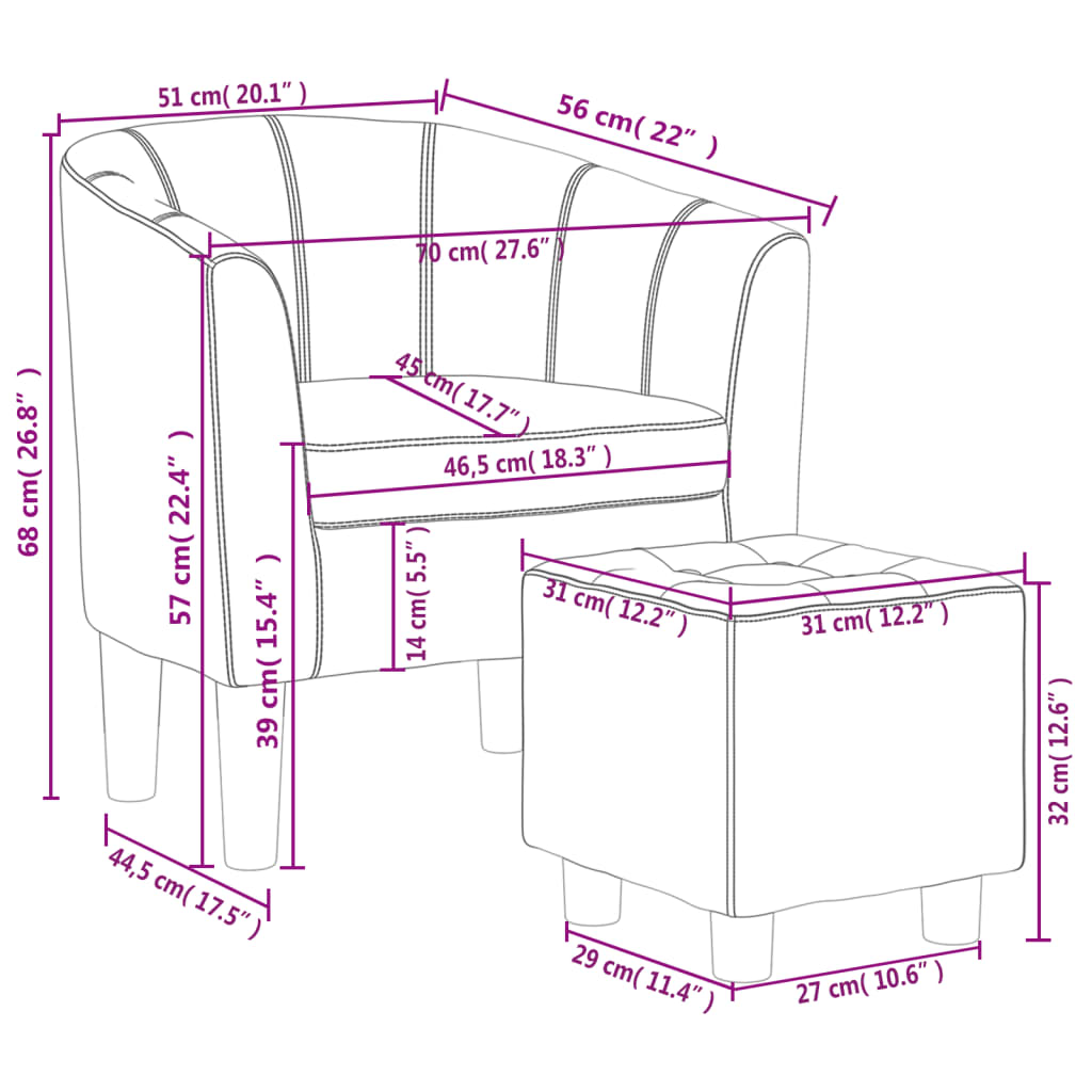 Poltrona a Pozzetto con Poggiapiedi Grigia in Similpelle - homemem39