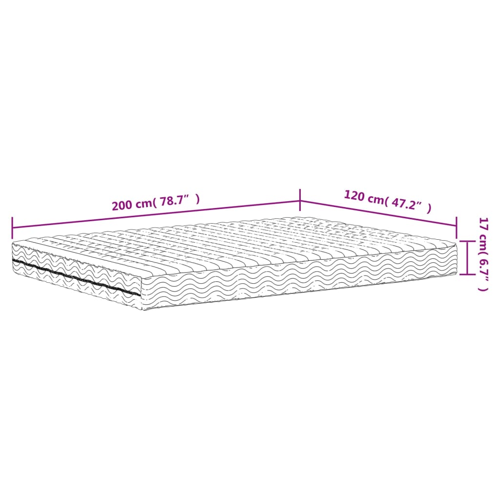 Materasso in Schiuma Bianco 120x200 cm Durezza H2 H3 - homemem39