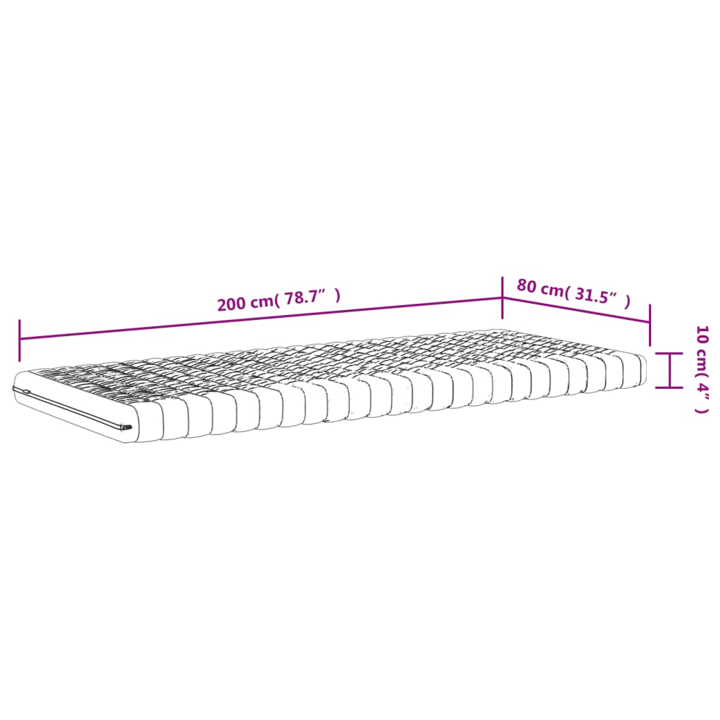 Materasso in Schiuma Bianco 80x200 cm 7 Zone Durezza 20 ILD - homemem39