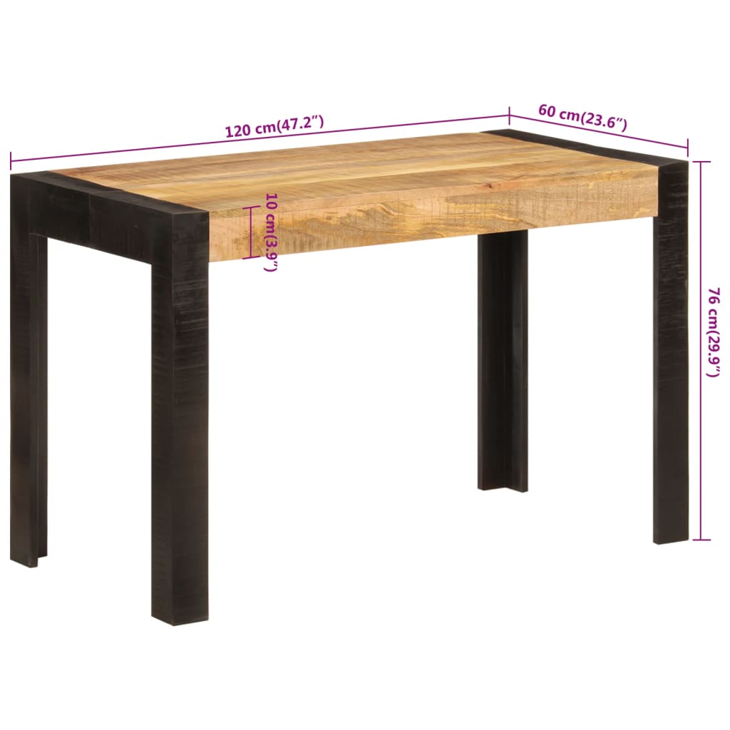 Tavolo da Pranzo 120x60x76 cm in Legno Massello di Mango | homemem39