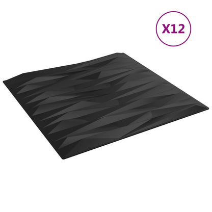 Pannelli Murali 12 pz Neri 50x50 cm XPS 3 m² Pietra - homemem39