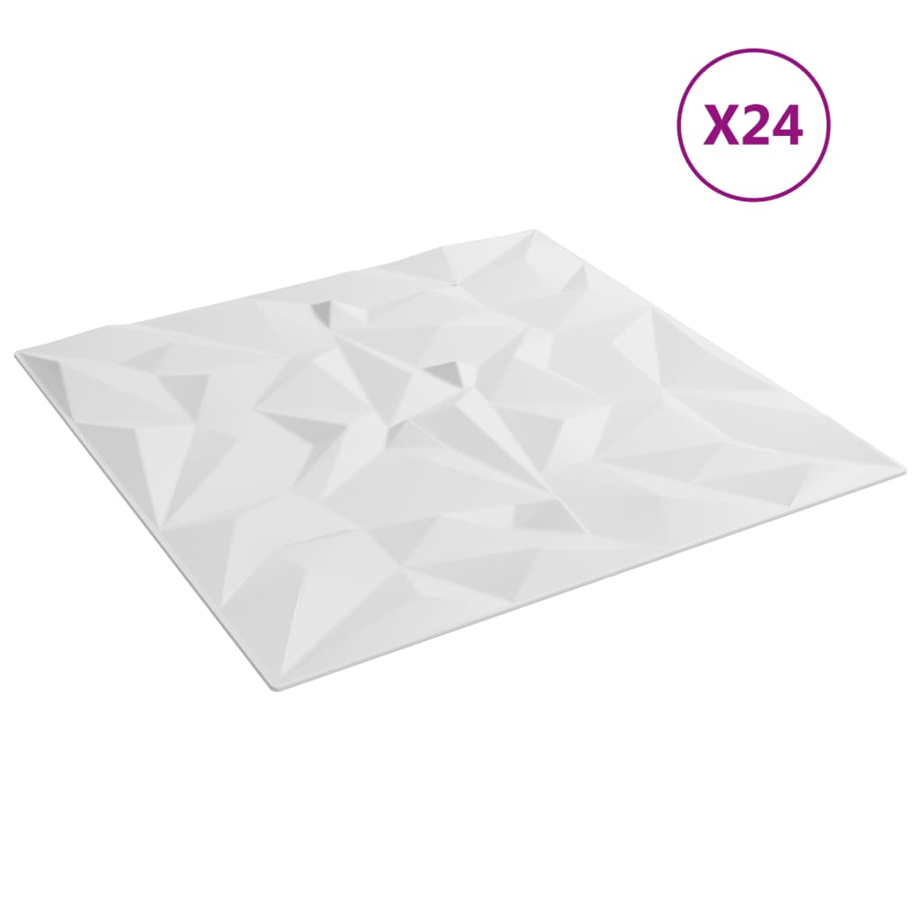 Pannelli Murali 24 pz Bianchi 50x50 cm XPS 6 m² Ametista - homemem39
