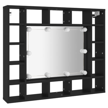 Armadietto a Specchio con LED Nero 91x15x76,5 cm - homemem39