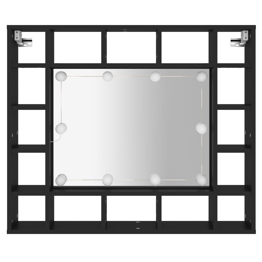 Armadietto a Specchio con LED Nero 91x15x76,5 cm - homemem39