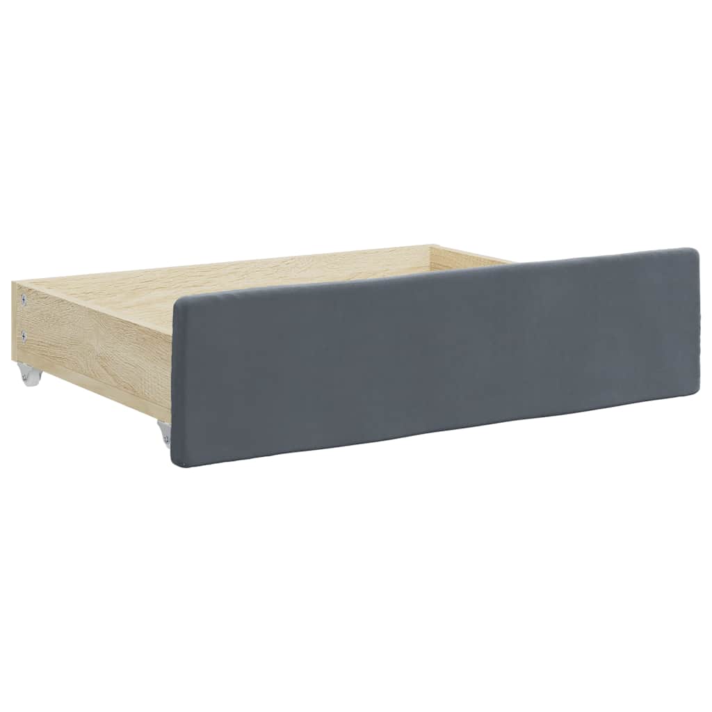 Cassetti da Letto 2pz Grigio Scuro Legno Multistrato e Velluto | homemem39