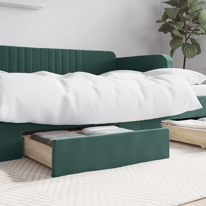 Cassetti da Letto 2pz Verde Scuro Legno Multistrato e Velluto - homemem39