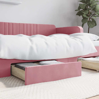 Cassetti da Letto 2pz Rosa in Legno Multistrato e Velluto - homemem39