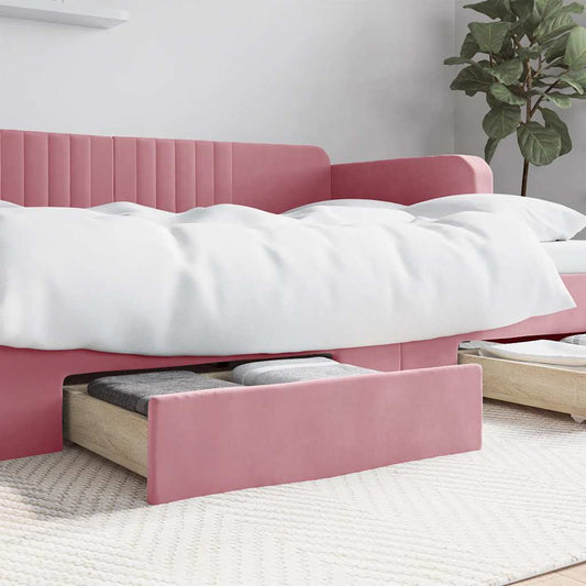 Cassetti da Letto 2pz Rosa in Legno Multistrato e Velluto - homemem39