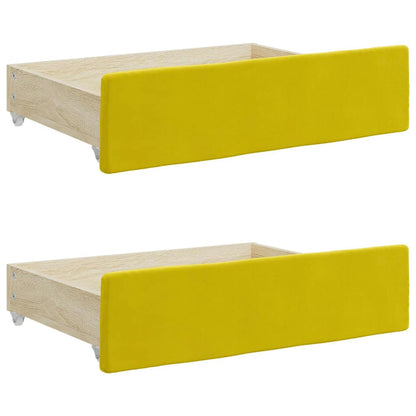 Cassetti da Letto 2pz Gialli in Legno Multistrato e Velluto - homemem39