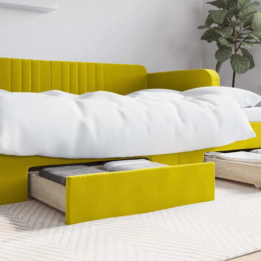 Cassetti da Letto 2pz Gialli in Legno Multistrato e Velluto - homemem39