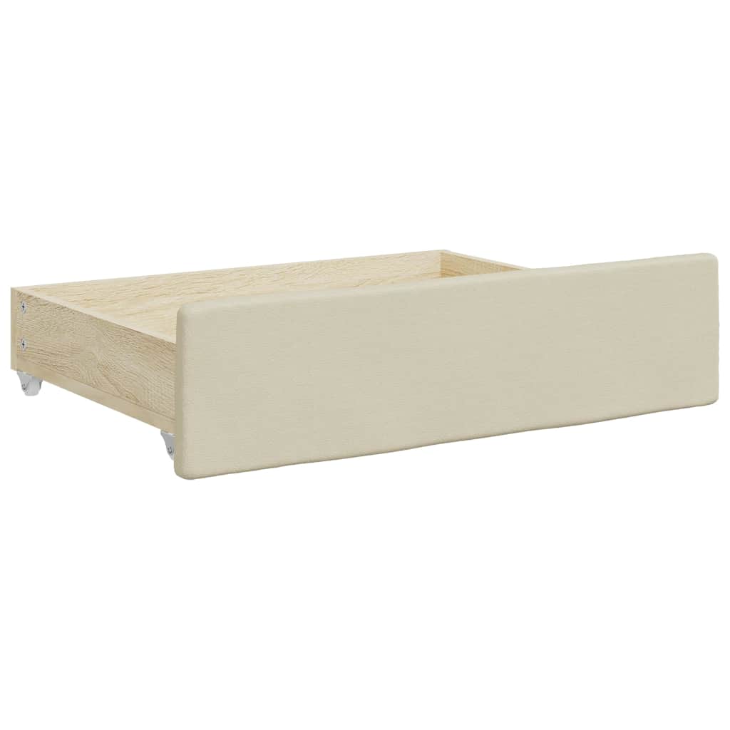 Cassetti da Letto 2pz Crema in Legno Multistrato e Similpelle - homemem39