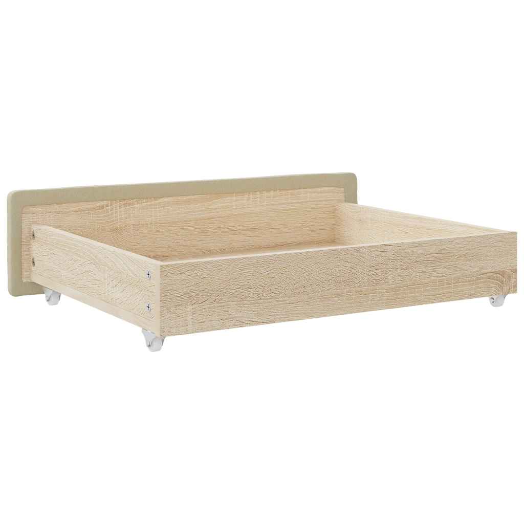 Cassetti da Letto 2pz Crema in Legno Multistrato e Similpelle - homemem39