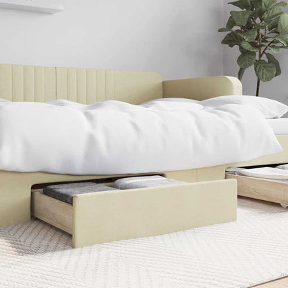 Cassetti da Letto 2pz Crema in Legno Multistrato e Similpelle - homemem39
