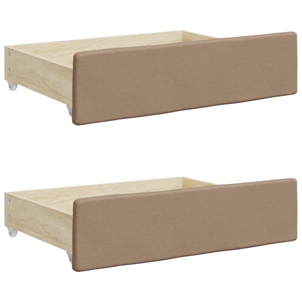 Cassetti da Letto 2pz Cappuccino Legno Multistrato e Similpelle - homemem39