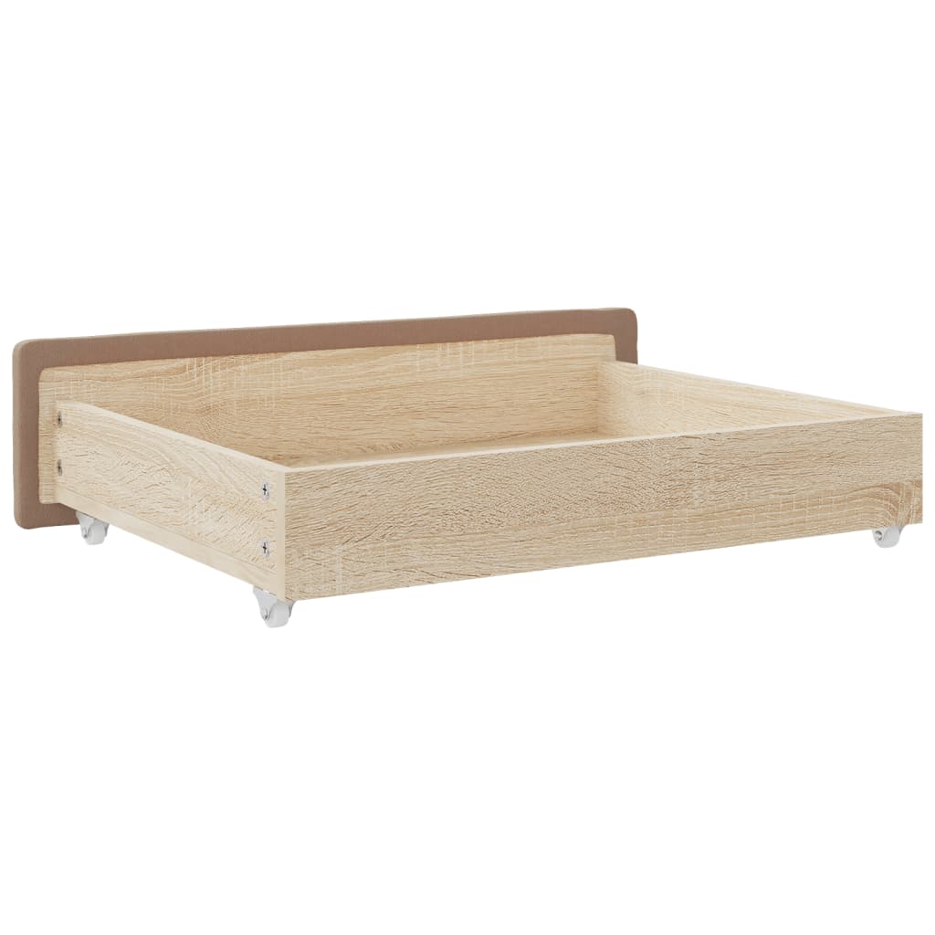 Cassetti da Letto 2pz Cappuccino Legno Multistrato e Similpelle - homemem39