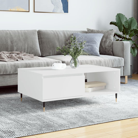 Tavolino da Salotto Bianco 90x60x35 cm in Legno Multistrato | homemem39