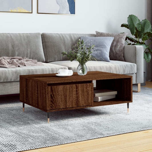 Tavolino da Salotto Rovere Marrone 90x60x35cm Legno Multistrato | homemem39