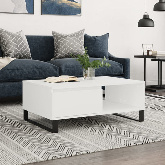Tavolino da Salotto Bianco 90x60x35 cm in Legno Multistrato | homemem39