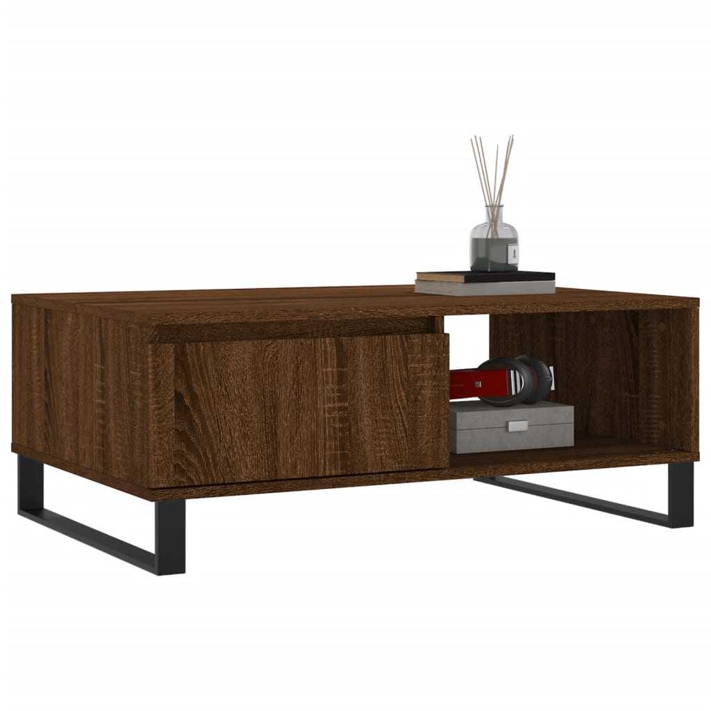 Tavolino da Salotto Rovere Marrone 90x60x35cm Legno Multistrato | homemem39