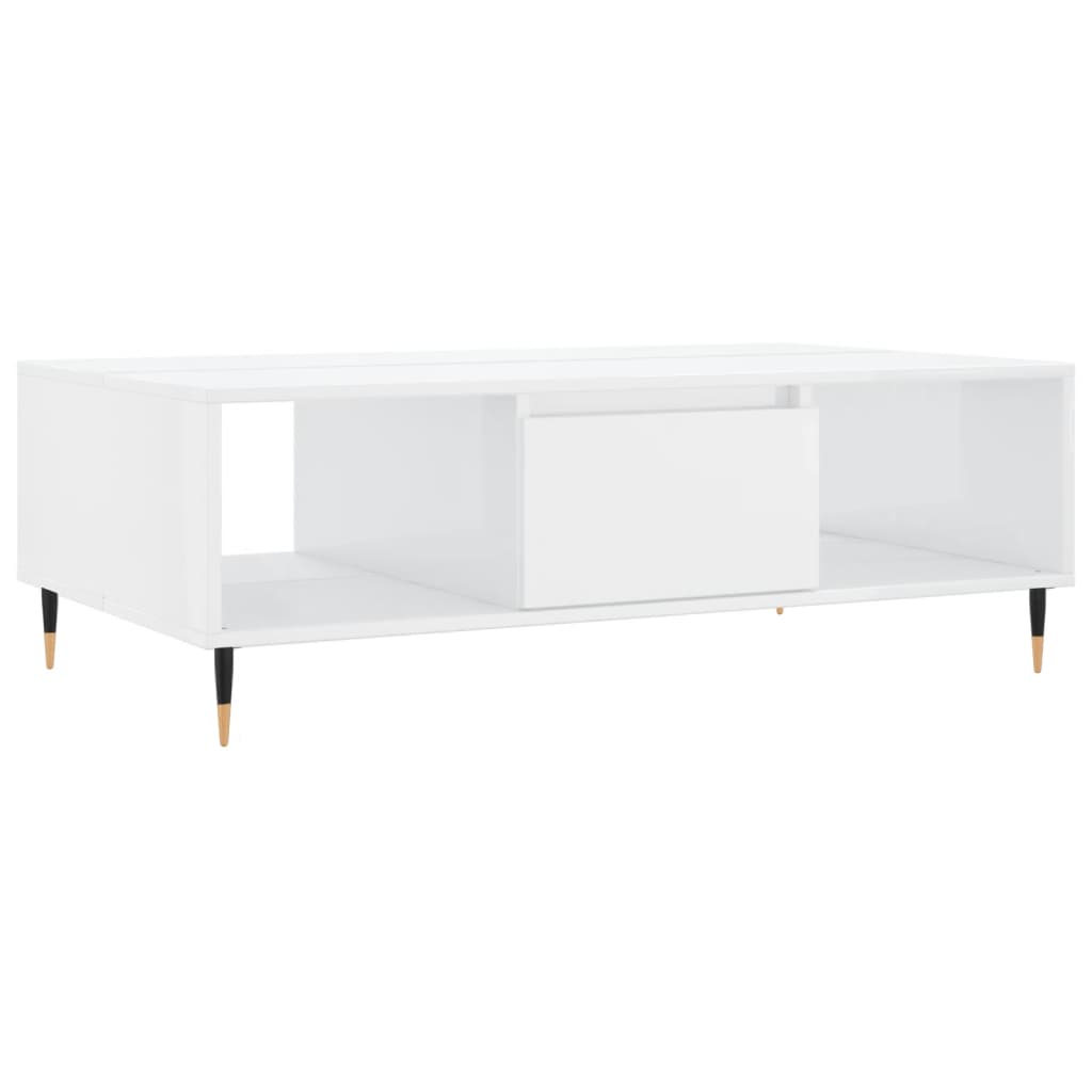 Tavolino da Salotto Bianco Lucido 104x60x35cm Legno Multistrato | homemem39