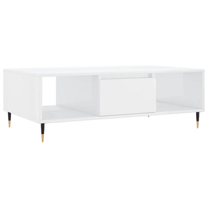 Tavolino da Salotto Bianco Lucido 104x60x35cm Legno Multistrato | homemem39