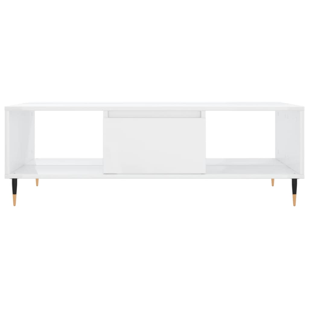 Tavolino da Salotto Bianco Lucido 104x60x35cm Legno Multistrato | homemem39
