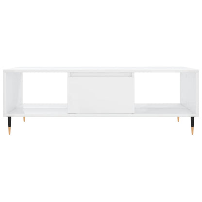 Tavolino da Salotto Bianco Lucido 104x60x35cm Legno Multistrato | homemem39