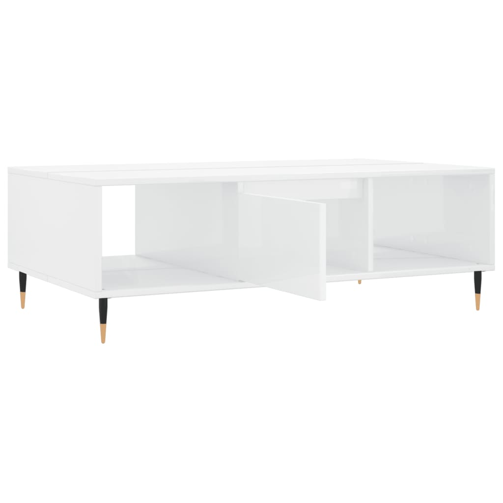 Tavolino da Salotto Bianco Lucido 104x60x35cm Legno Multistrato | homemem39
