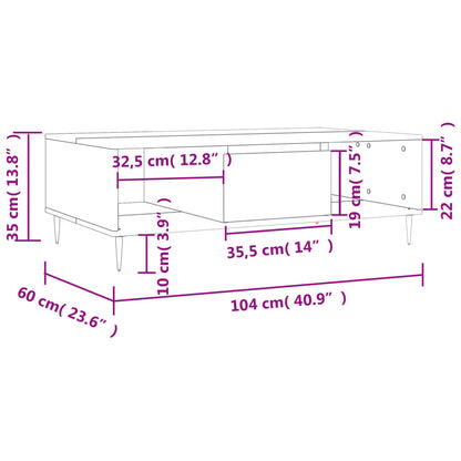 Tavolino da Salotto Rovere Fumo 104x60x35 cm Legno Multistrato | homemem39